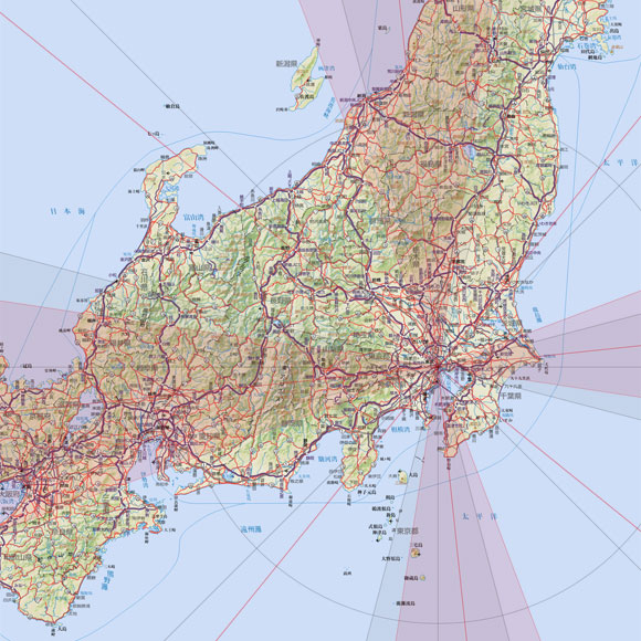 方位地図画像サンプル1/300万 方位地図画像サンプル1/300万